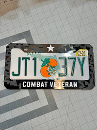 COMBAT VETERAN Black License Plate Frame Cover, Frame, car frame