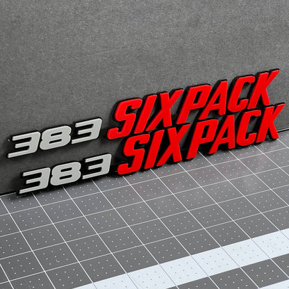 2PCS 383 SIX PACK Side Emblems – Muscle Car Multicolor Fender Badges