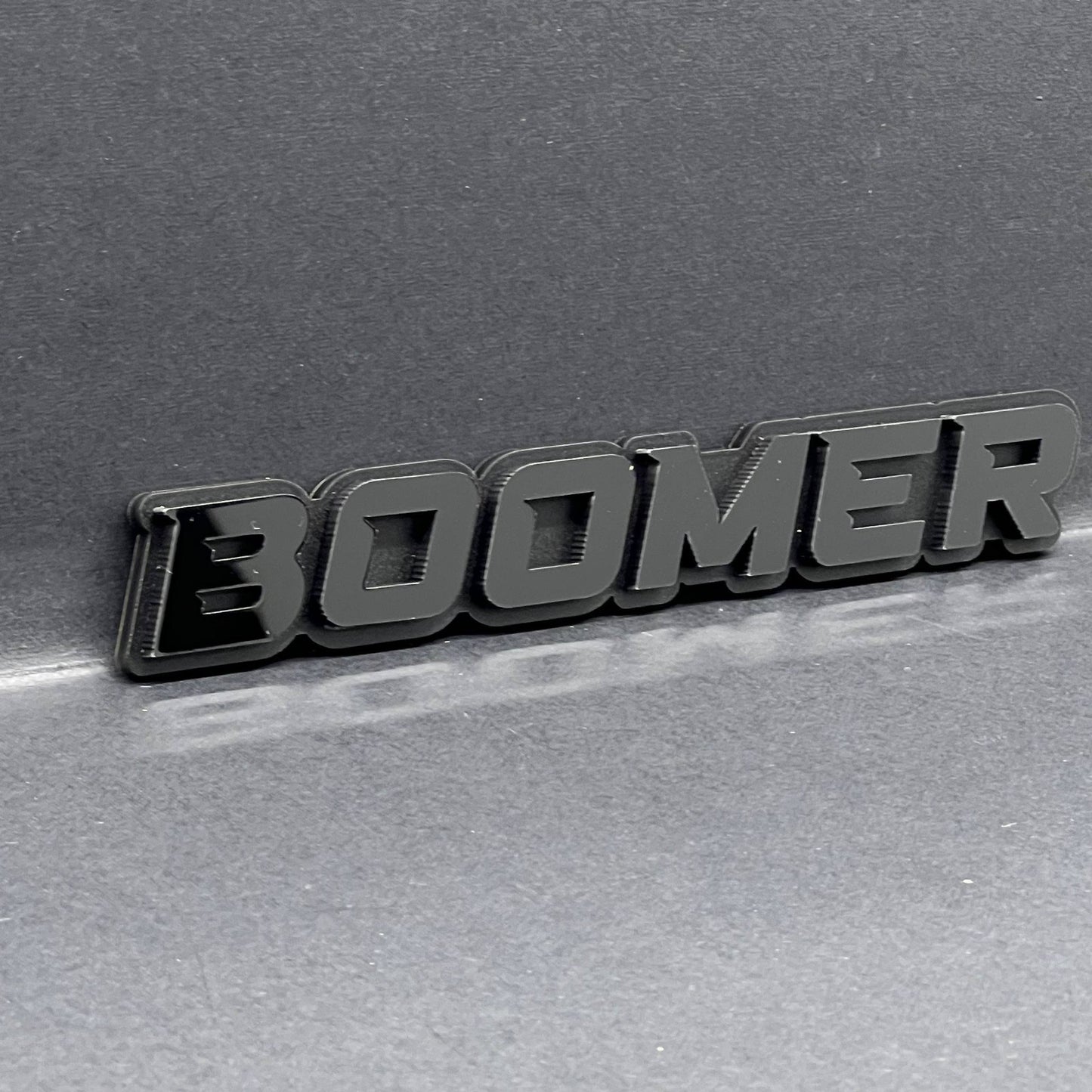 1PC BOOMER Badge – Custom 3D Multicolor Acrylic Car Fender & Trunk Sticker Decal
