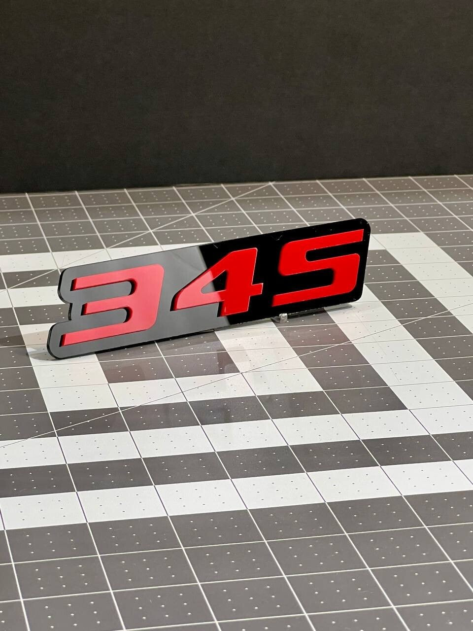 2PCS Red Black 345 Hemi Emblems 345 Side Fender Badge 3D for 345 Emblem
