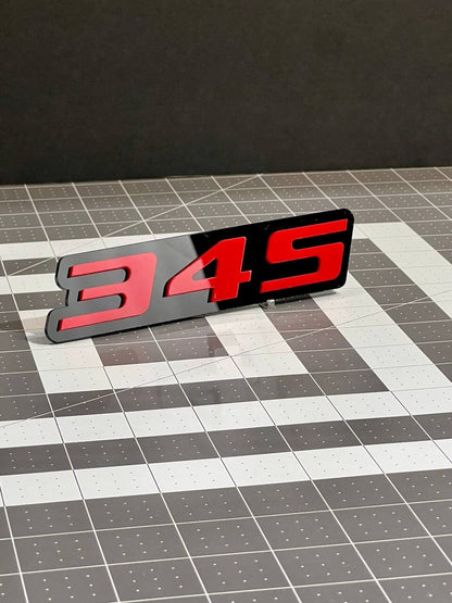 2PCS Red Black 345 Hemi Emblems 345 Side Fender Badge 3D for 345 Emblem