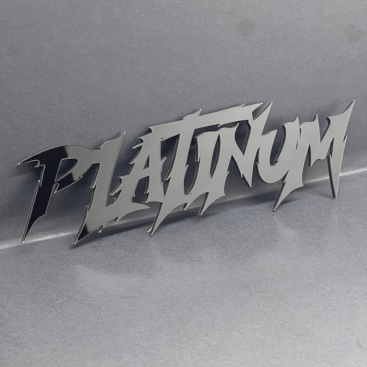 1PC PLATINUM Emblem – Black Acrylic Fender or Tailgate Badge for Car, SUV, Truck