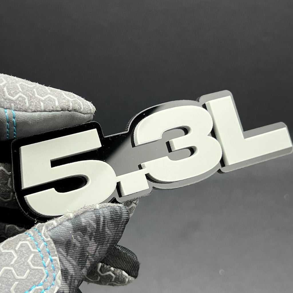 5.3L Engine Emblem Badge Pair – Gray 3D Fender Stickers (2PCS)
