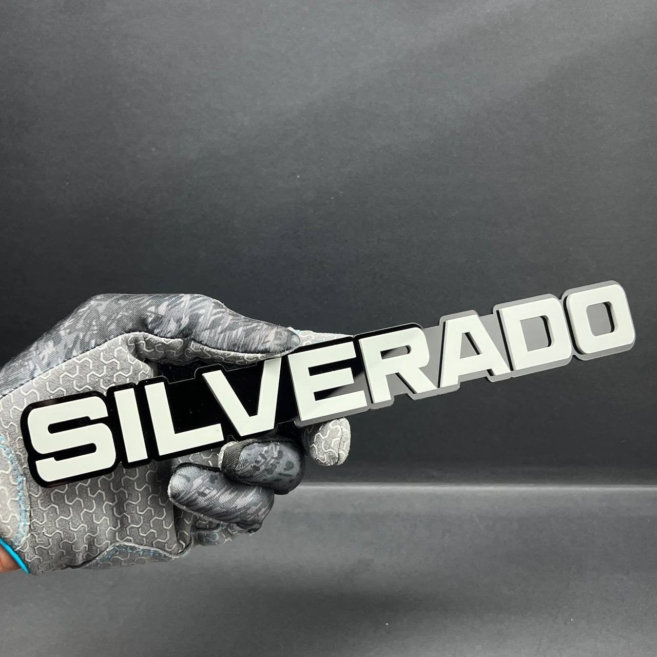 2PCS Gray SILVERADO EMBLEM BADGE FOR SILVERADO