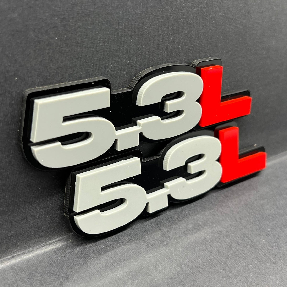2PCS 5.3L Engine 3D Emblems – Fender & Trunk Badge Pair for Car & Truck