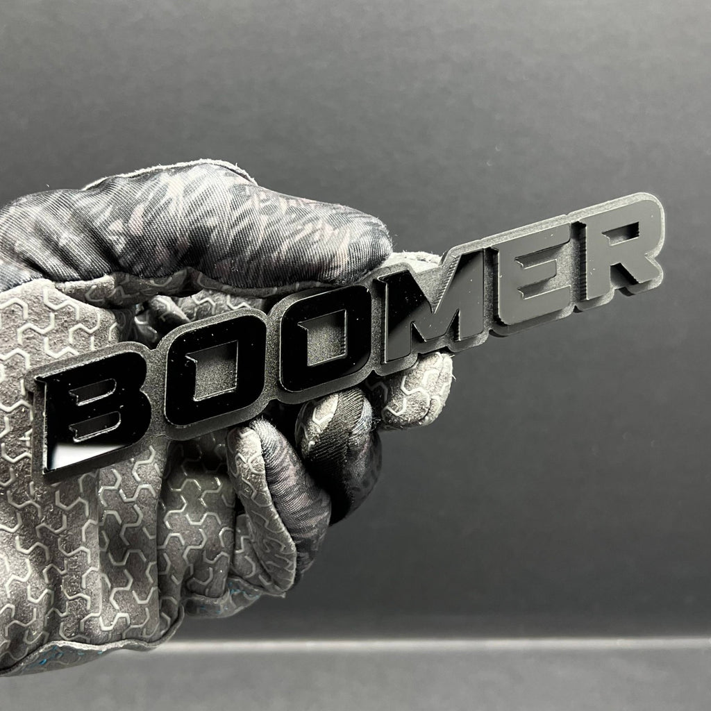 1PC BOOMER Badge – Custom 3D Multicolor Acrylic Car Fender & Trunk Sticker Decal