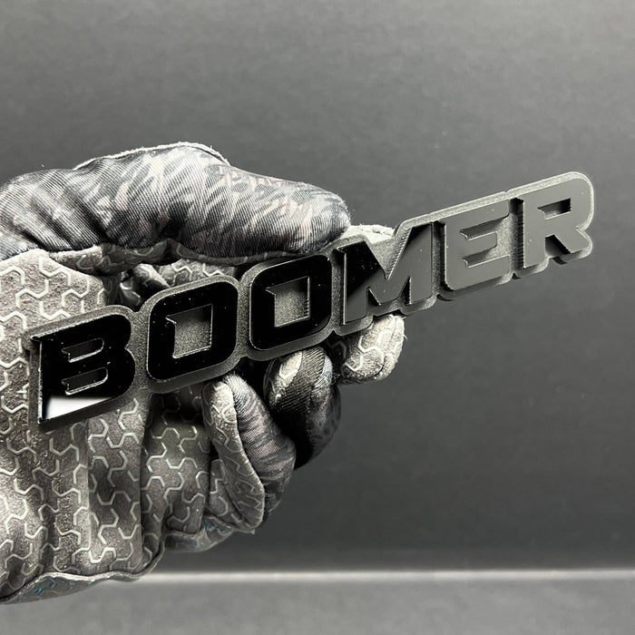 1PC BOOMER Badge – Custom 3D Multicolor Acrylic Car Fender & Trunk Sticker Decal