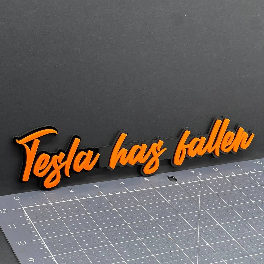 1x Tesla Has Fallen Logo Emblem Custom 3D Multicolor Acrylic Fender Trunk Badge