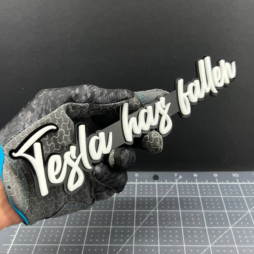 1x Tesla Has Fallen Badge Multicolor 3D Acrylic Emblem for Car Fender & Tailgate