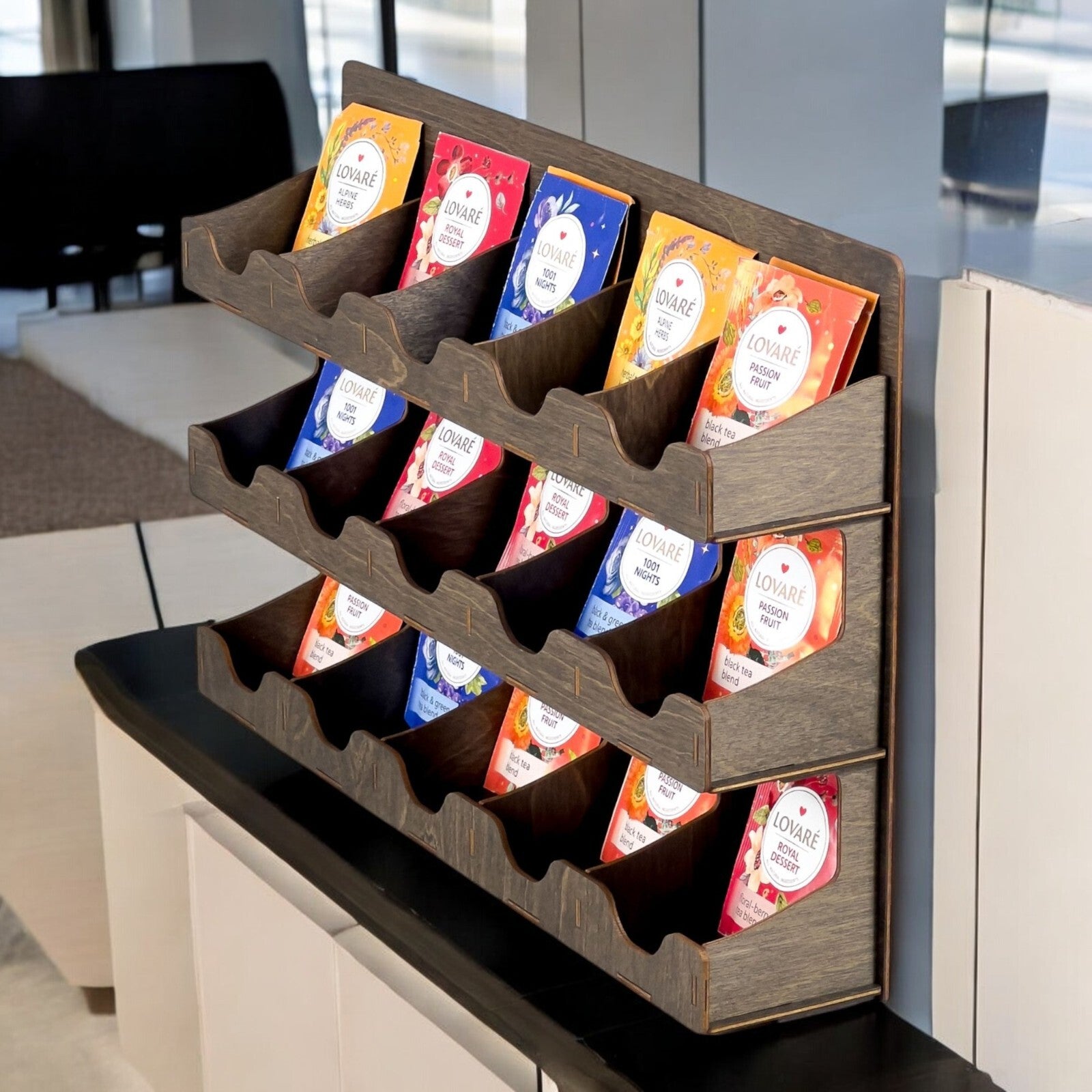 Wooden Tea Box Storage Oranizer Tea Bag Holder tea shelf organizer