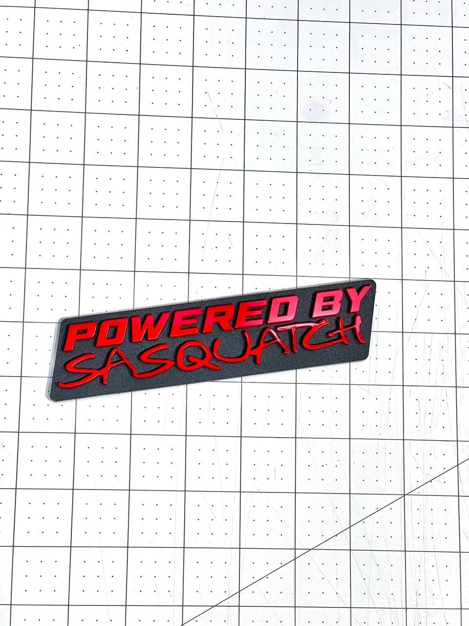POWERED BY SASQUATCH EMBLEM BADGE QTY 1 FUNNY 3D ACRYLIC STICKER DECAL