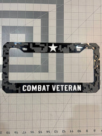 COMBAT VETERAN Black License Plate Frame Cover, Frame, car frame