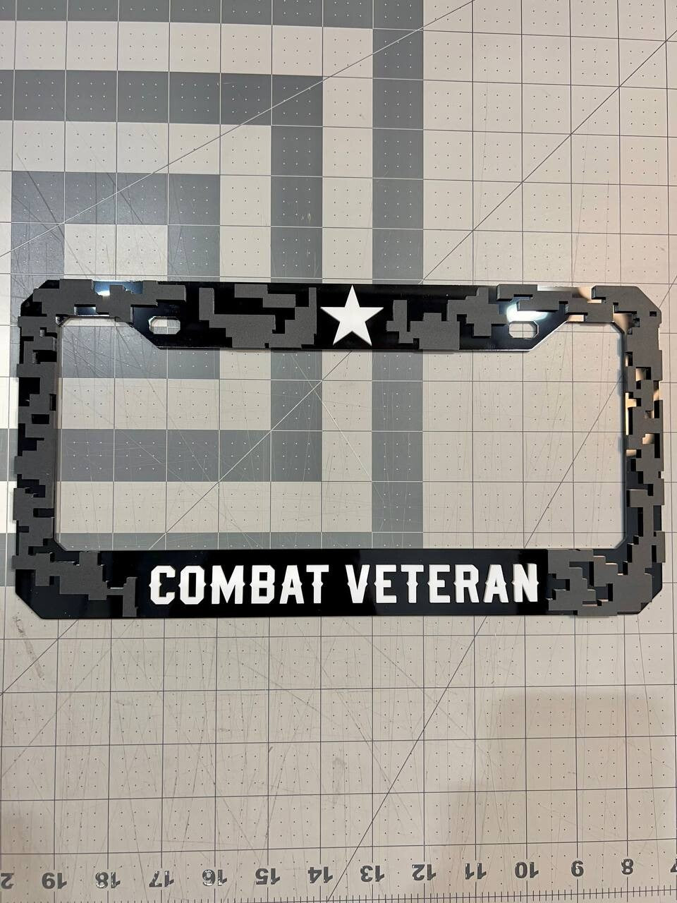 COMBAT VETERAN Black License Plate Frame Cover, Frame, car frame
