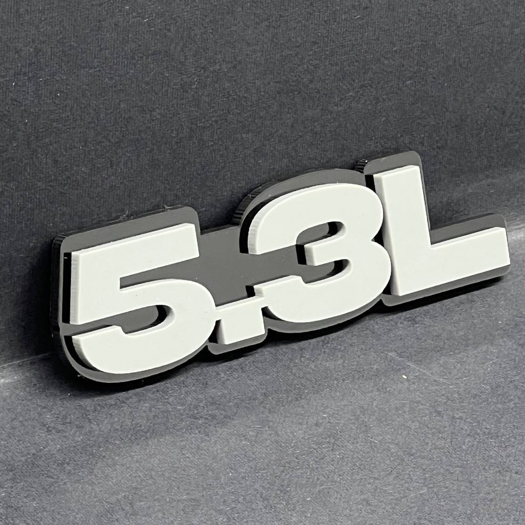 5.3L Engine Emblem Badge Pair – Gray 3D Fender Stickers (2PCS)