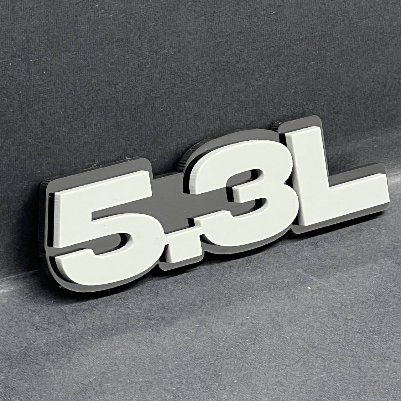 5.3L Engine Emblem Badge Pair – Gray 3D Fender Stickers (2PCS)