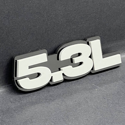 5.3L Engine Emblem Badge Pair – Gray 3D Fender Stickers (2PCS)