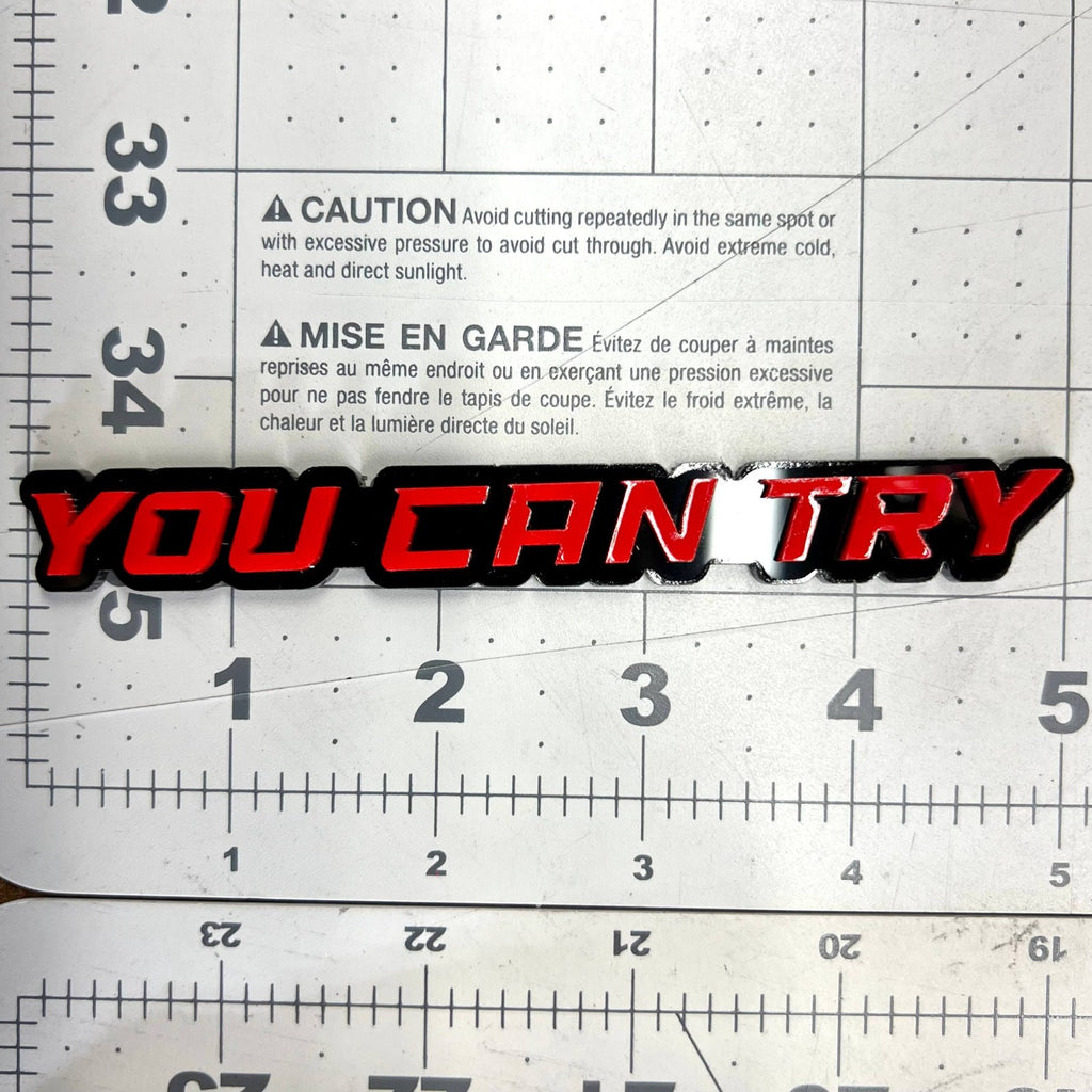 1PC YOU CAN TRY Emblem – Durable 3D Acrylic Car & Truck Exterior Decal