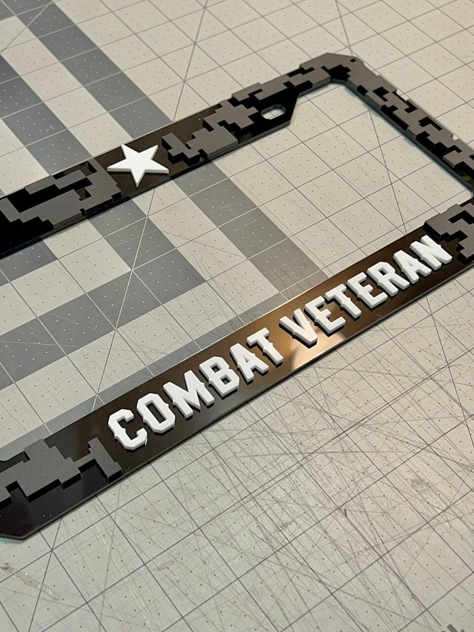 COMBAT VETERAN Black License Plate Frame Cover, Frame, car frame
