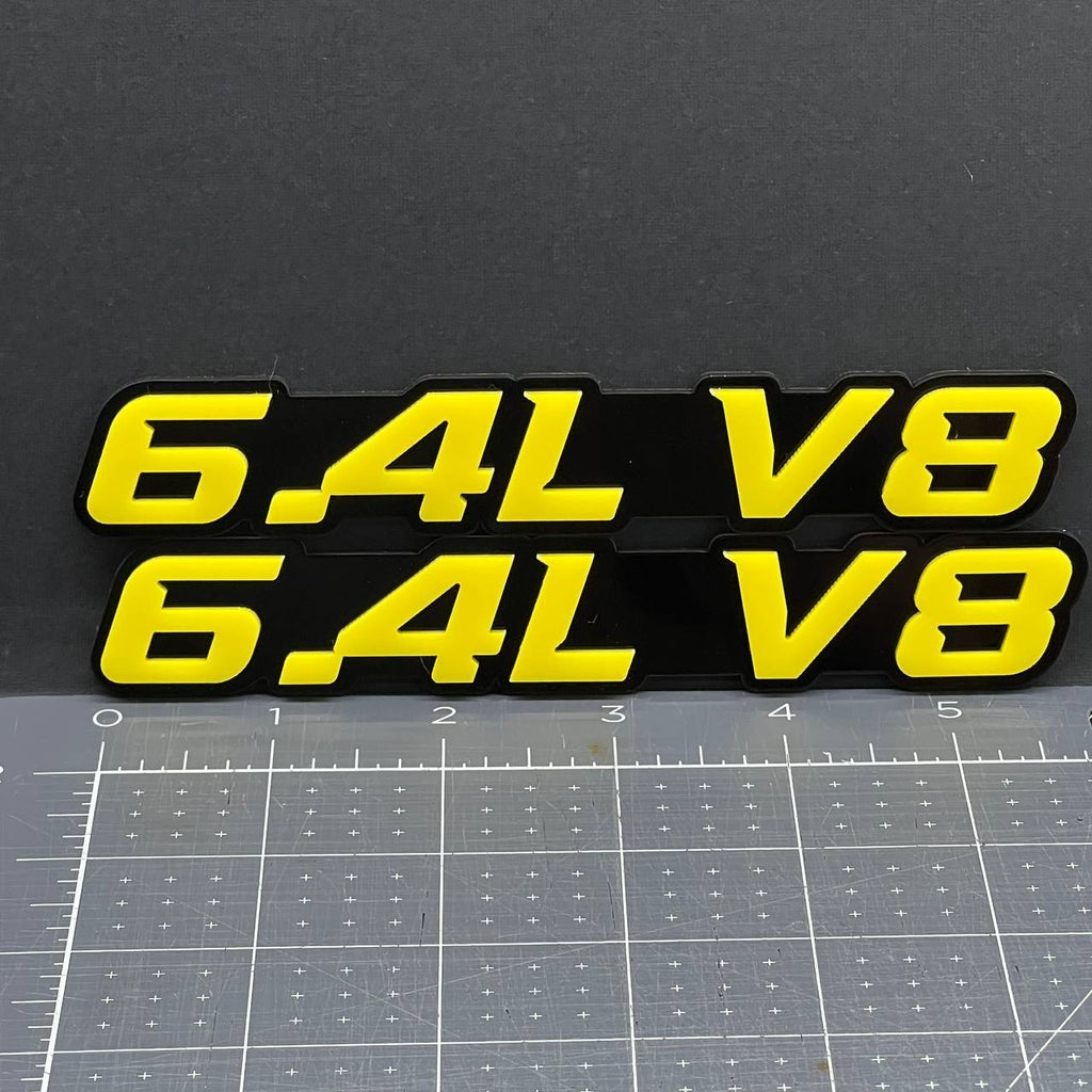 1PC 6.4L V8 Emblem – 3D Acrylic Multicolor Fender or Tailgate Car Badge Decal