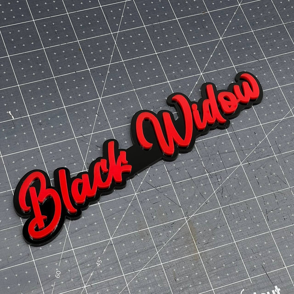 1PC Black Widow Emblem – 3D Multicolor Acrylic Car, SUV, or Truck Badge Decal