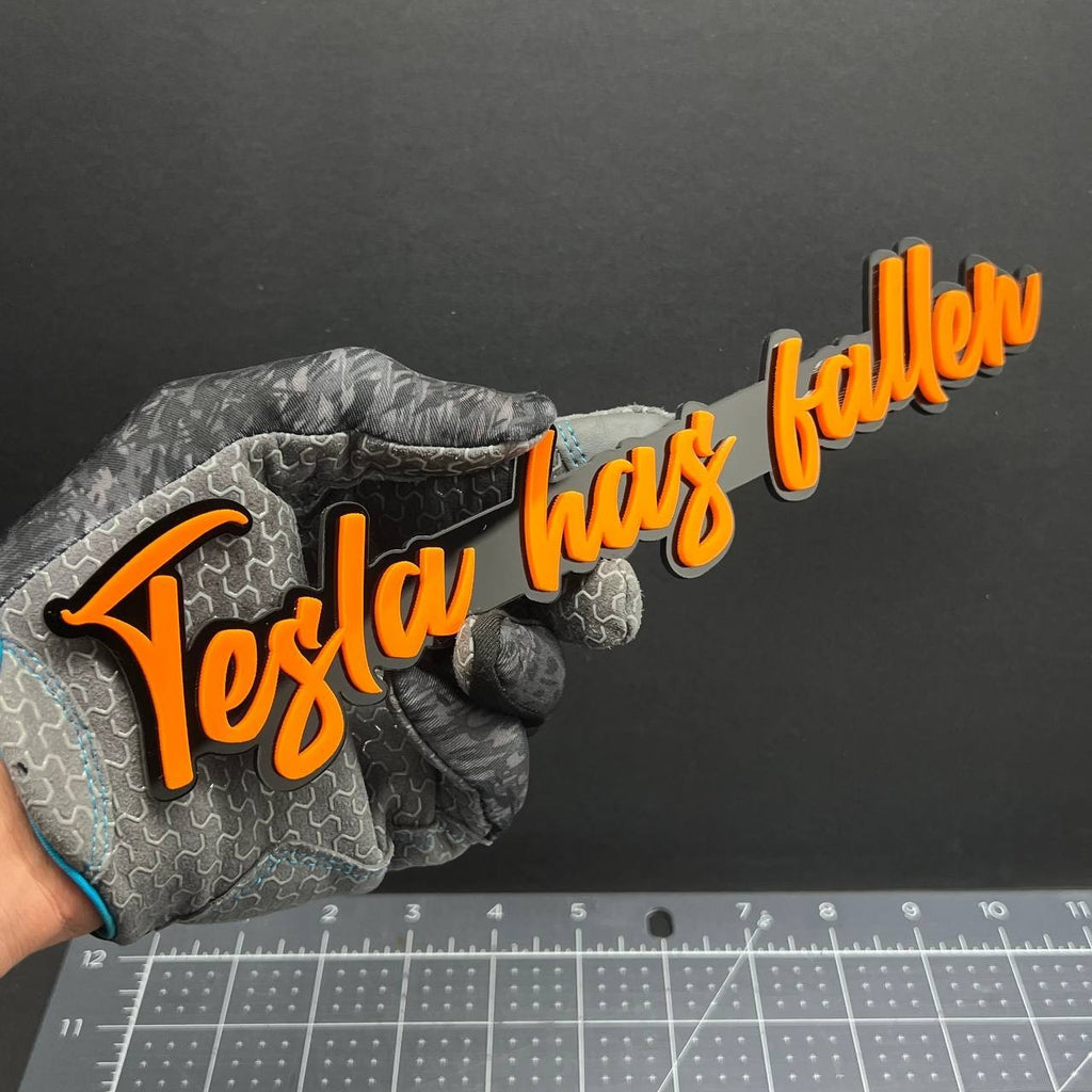 1x Tesla Has Fallen Logo Emblem Custom 3D Multicolor Acrylic Fender Trunk Badge