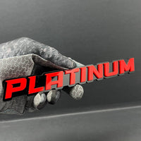 1PC PLATINUM Emblem – Red on Black 3D Acrylic Fender or Tailgate Badge for Car