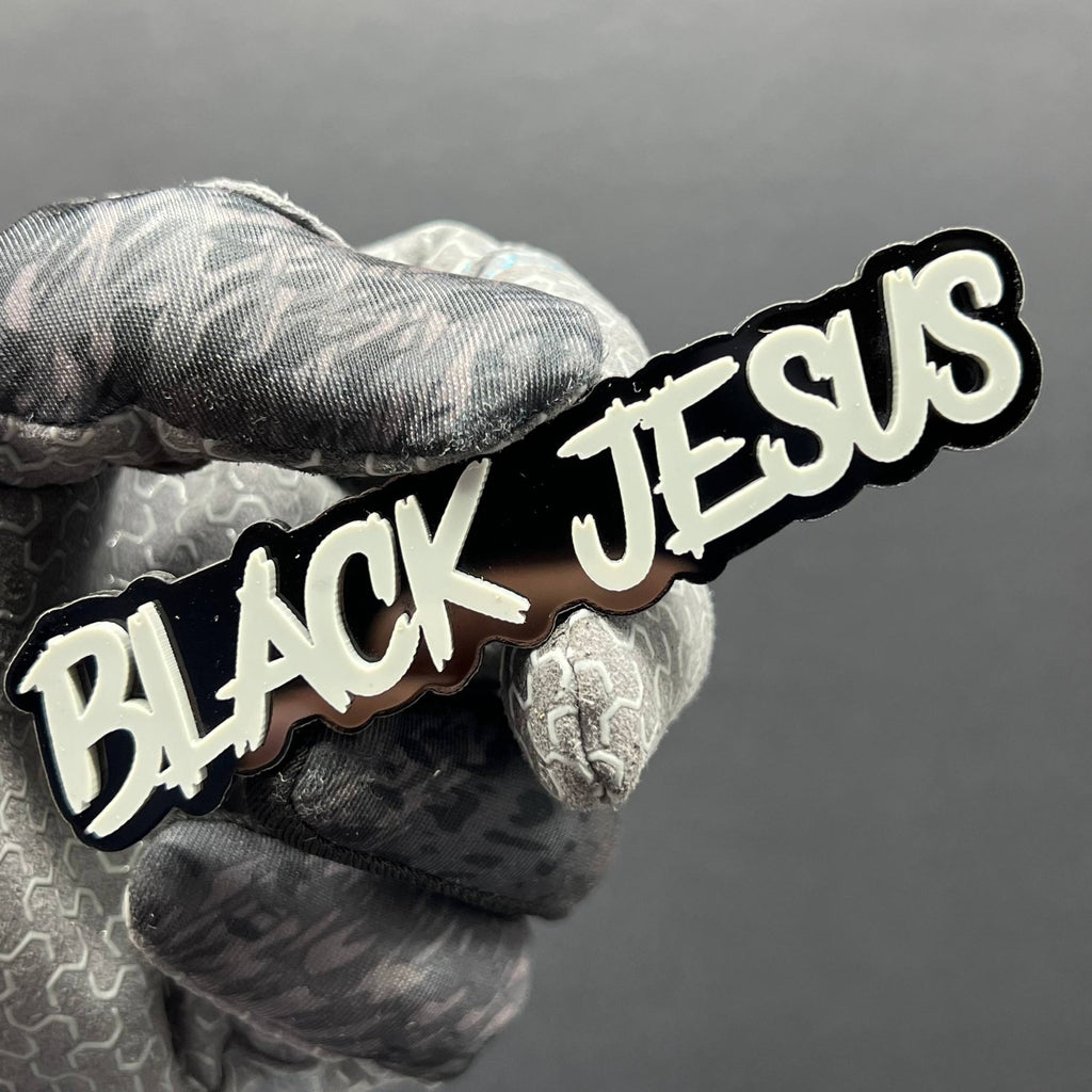 1pc BLACK JESUS Multicolor 3D Acrylic Emblem – Custom Car & Truck Exterior Badge