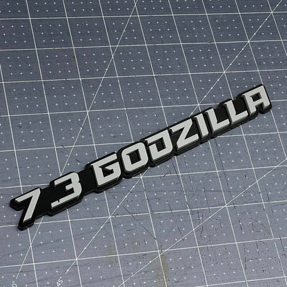 2PCS 7.3L GODZILLA Emblems Grey – 3D Fender Badges for Ford Engine Truck or SUV
