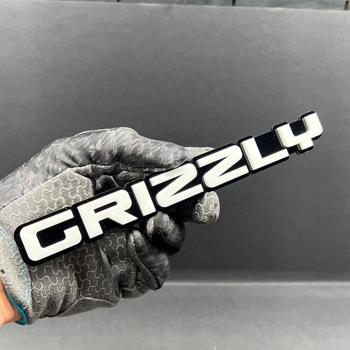 1pc GRIZZLY Multicolor 3D Acrylic Emblem – Aggressive Car & Truck Exterior Badge