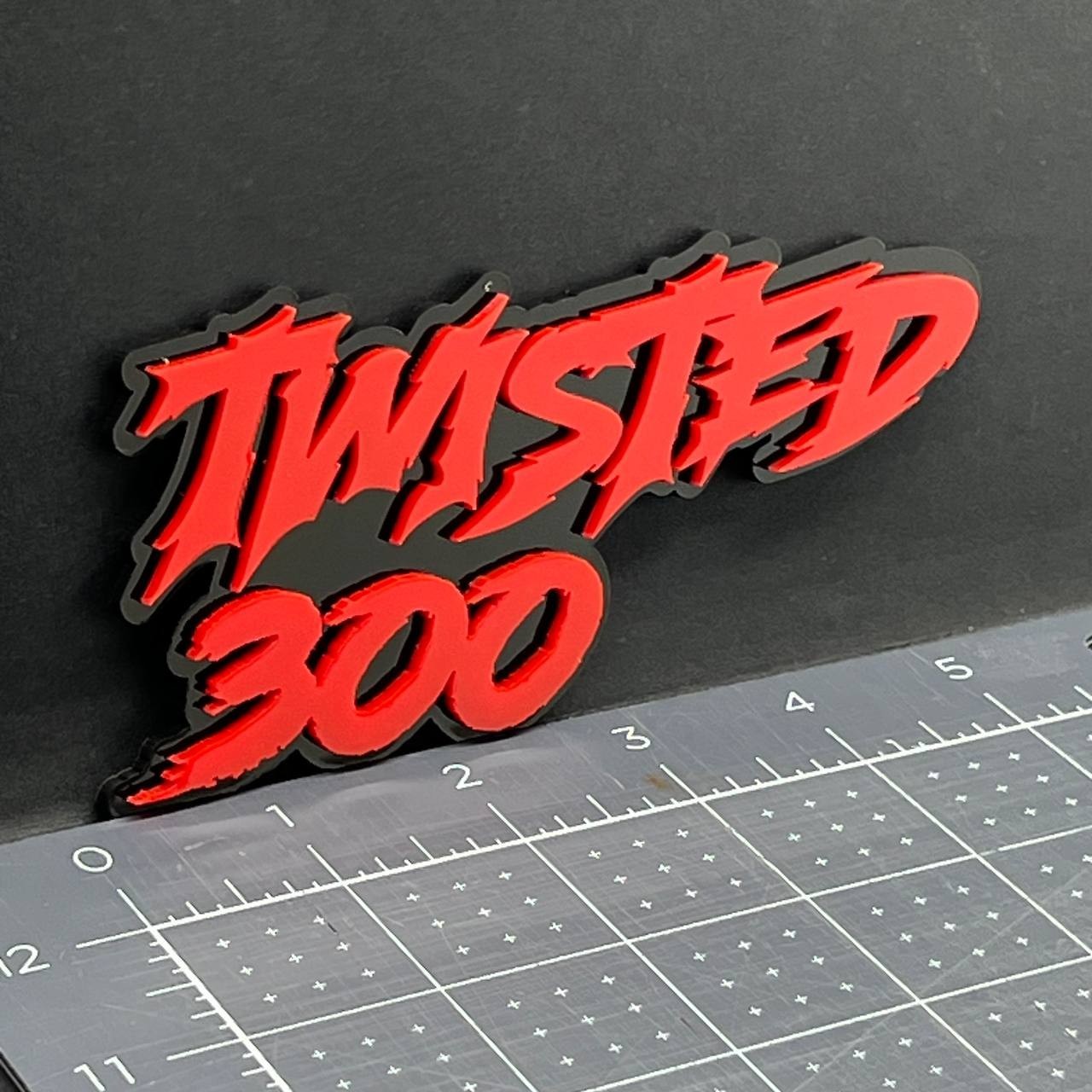 1PC Twisted 300 Emblem – 3D Multicolor Acrylic Car Badge for Fender & Tailgate