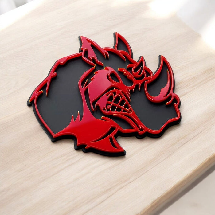 2PCS Rhino Emblem Badges Car Truck Fender Angry Aggressive Racing Style Decal