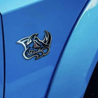 Rhino Badges Emblem Red Eye Car/Truck,(2) BADGES, Fender Angry Agressive Raging
