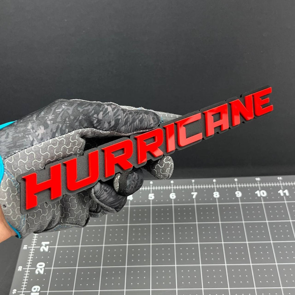1PC HURRICANE 3D Red Black Matte Acrylic Emblem Badge for Car SUV Truck