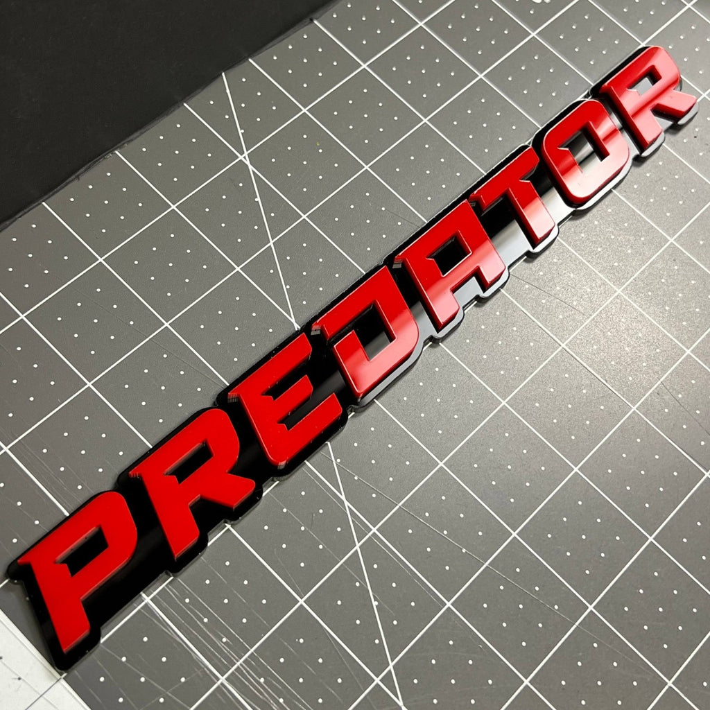1PCS PREDATOR Emblem – Custom 3D Multicolor Acrylic Car Exterior Badge