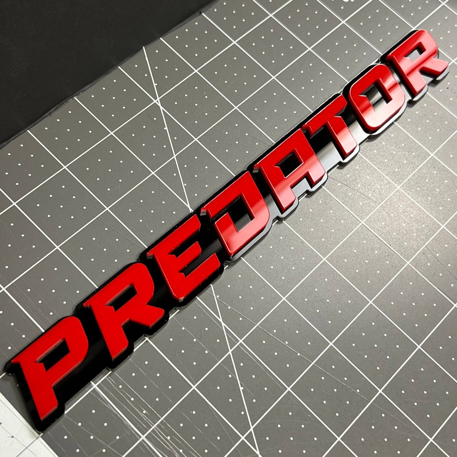 1PCS PREDATOR Emblem – Custom 3D Multicolor Acrylic Car Exterior Badge
