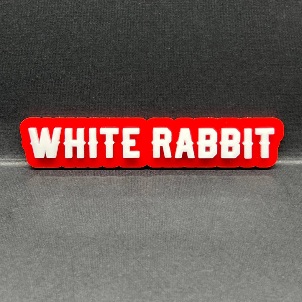 1x WHITE RABBIT Multicolor Car Badge – Easy Install Acrylic Fender & Trunk Decal