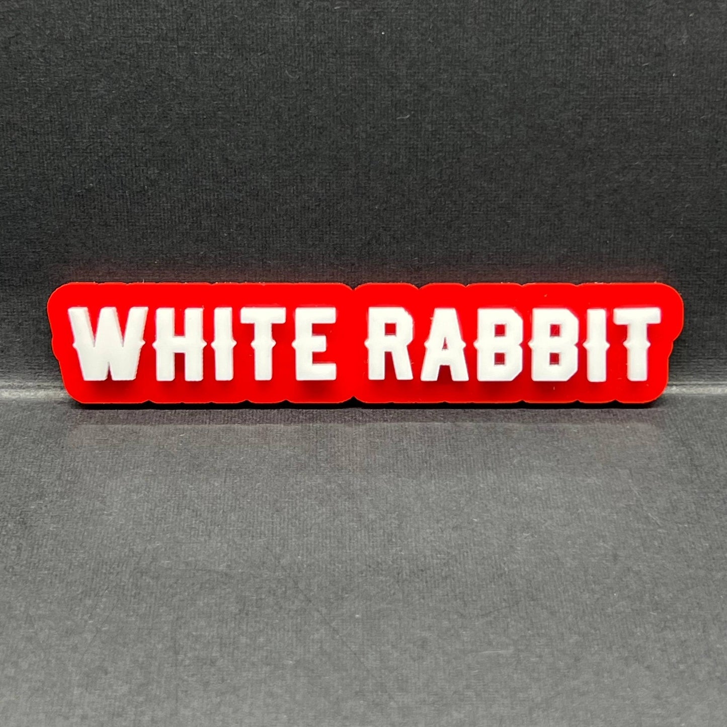 1x WHITE RABBIT Multicolor Car Badge – Easy Install Acrylic Fender & Trunk Decal