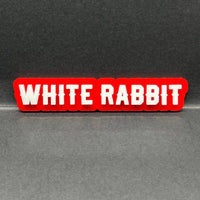 1x WHITE RABBIT Multicolor Car Badge – Easy Install Acrylic Fender & Trunk Decal