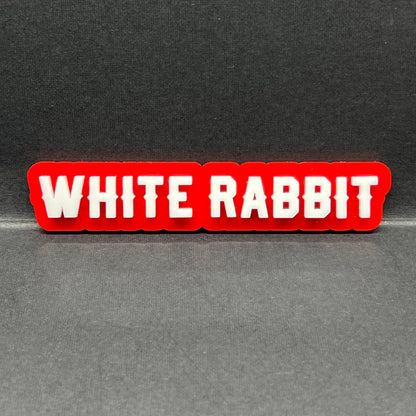 1x WHITE RABBIT Multicolor Car Badge – Easy Install Acrylic Fender & Trunk Decal