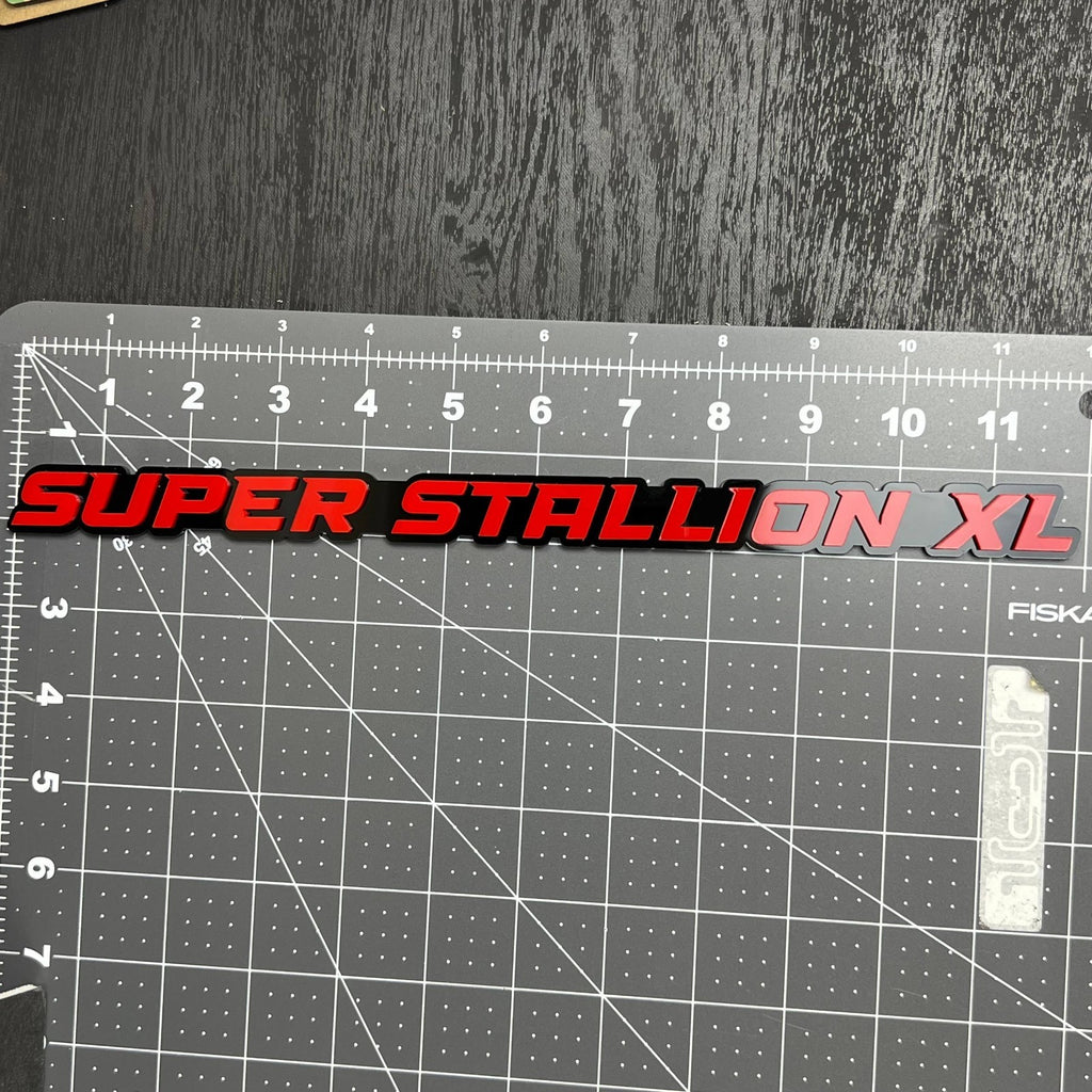 1PC SUPER STALLION XL Emblem – Custom 3D Multicolor Acrylic Car Badge
