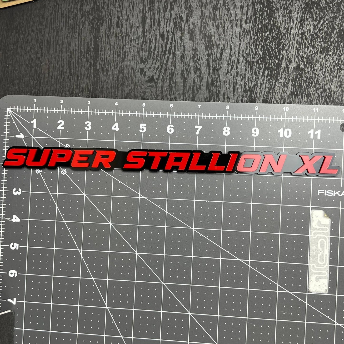 1PC SUPER STALLION XL Emblem – Custom 3D Multicolor Acrylic Car Badge