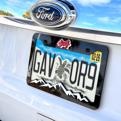 2D MOUNTAINS COLOR CHOICE LICENSE PLATE FRAME 4x4 MOUNTAINS
