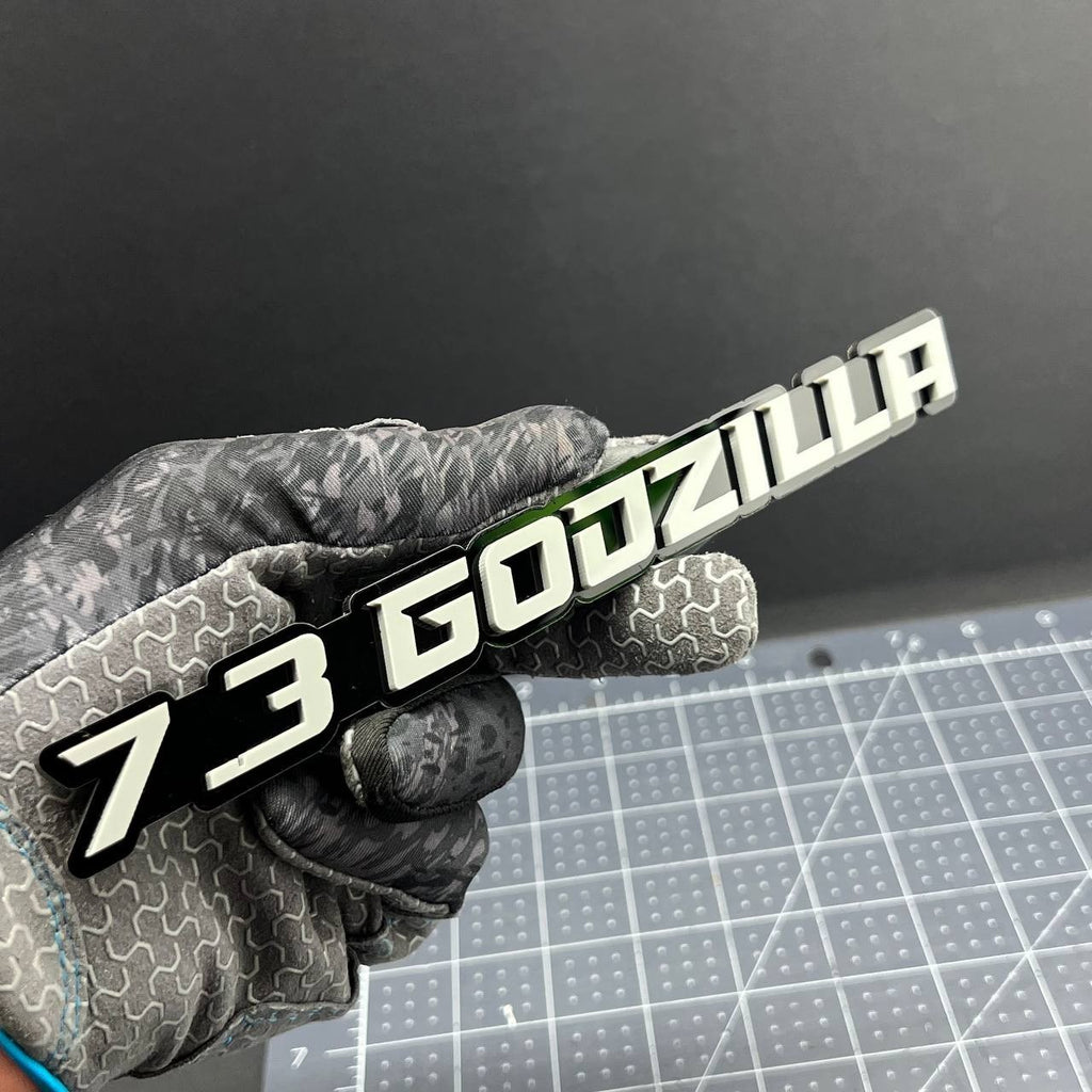 2PCS 7.3L GODZILLA Emblems Grey – 3D Fender Badges for Ford Engine Truck or SUV