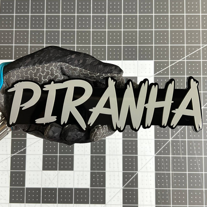 1PCS PIRANHA Emblem – Durable 3D Multicolor Acrylic Car & Truck Badge