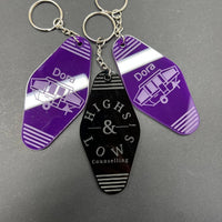 Personalized Hotel Key Tag – Black Keychain with Custom Logo & Room Number