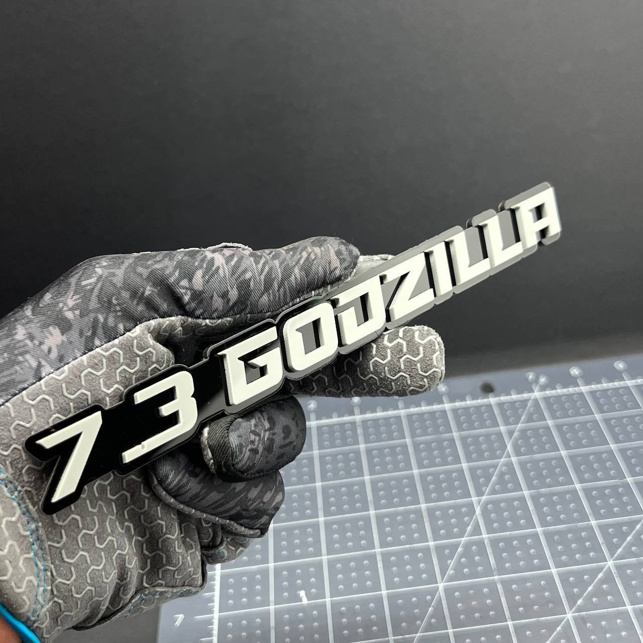 2PCS 7.3L GODZILLA Emblems Grey – 3D Fender Badges for Ford Engine Truck or SUV