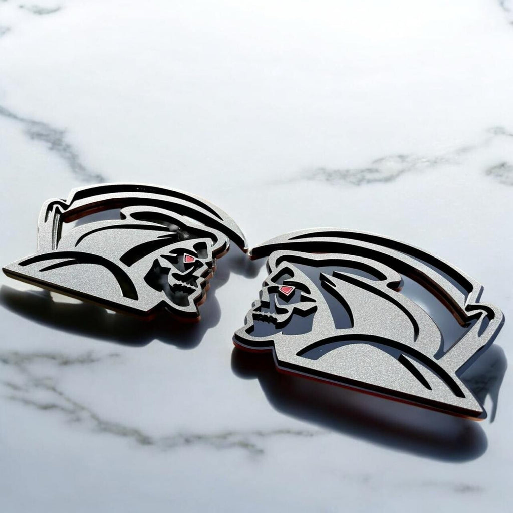 Red Eye Reaper Emblem Badge Set Matte Black Custom New