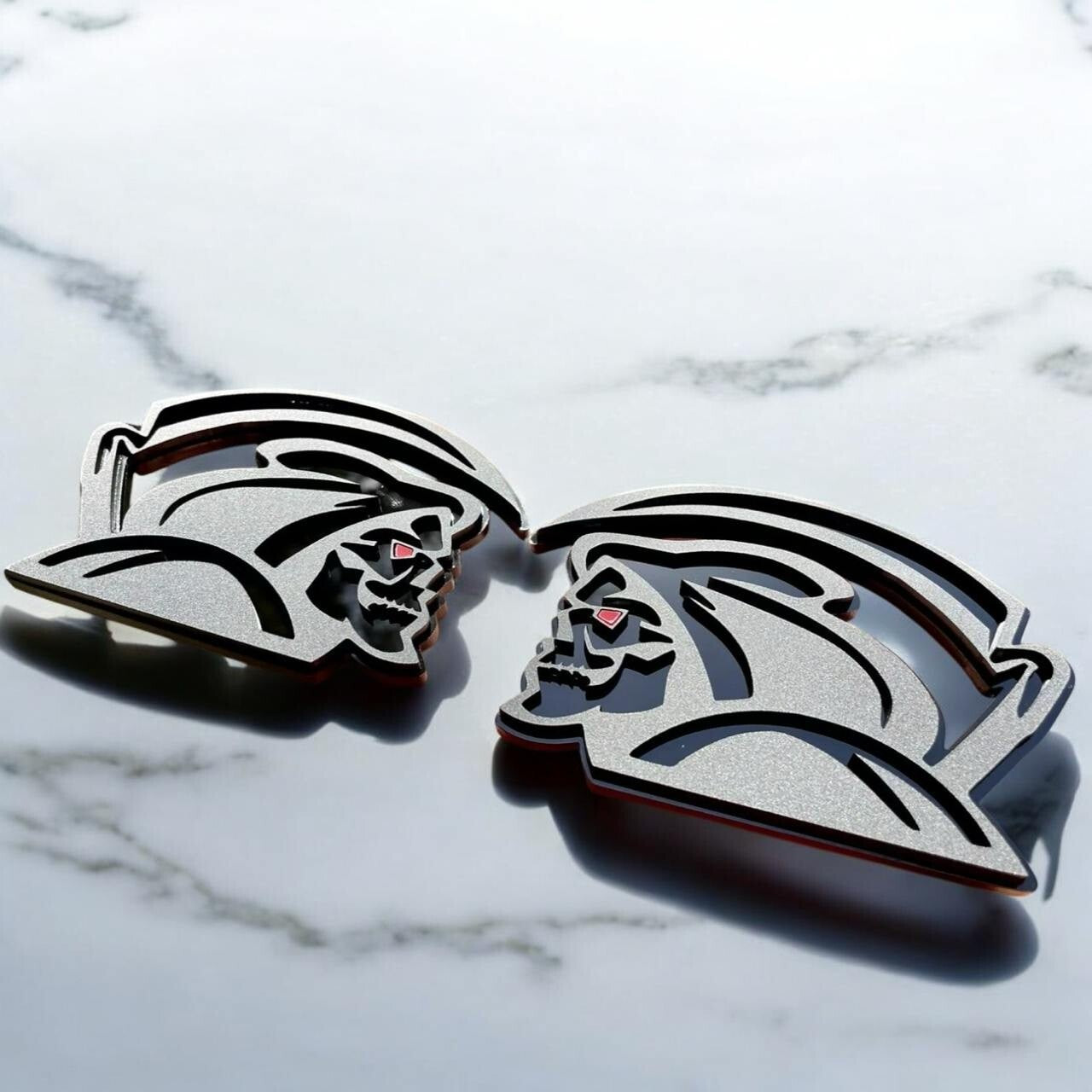 Red Eye Reaper Emblem Badge Set Matte Black Custom New
