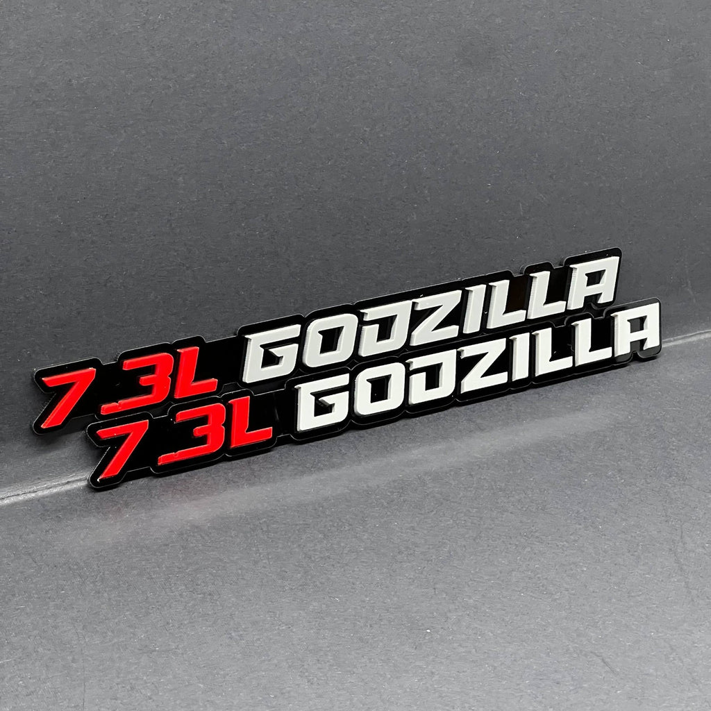 2PCS 7.3L GODZILLA 3D Emblems – Fender Badges for Ford Engine Truck & SUV
