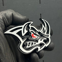 2PCS Rhino Red Eye Emblems – Angry Aggressive 3D Fender Car & Truck Badges